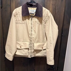 Cabela's Men’s Med Goretex shooting Tan Jacket corduroy collar EUC USA made hunt